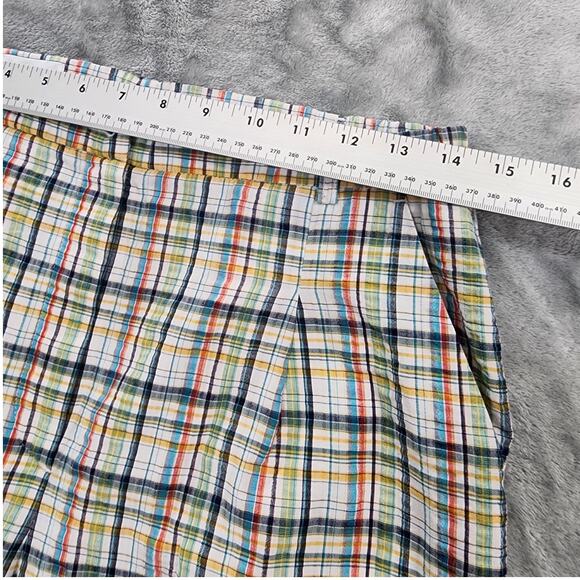 Come On Shorts Womens 8 Multicolor Plaid Seersucker High Rise Baggy Pleated - Picture 4 of 9